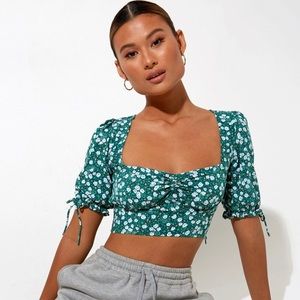 Motel green and white floral crop top cottage core aesthetic